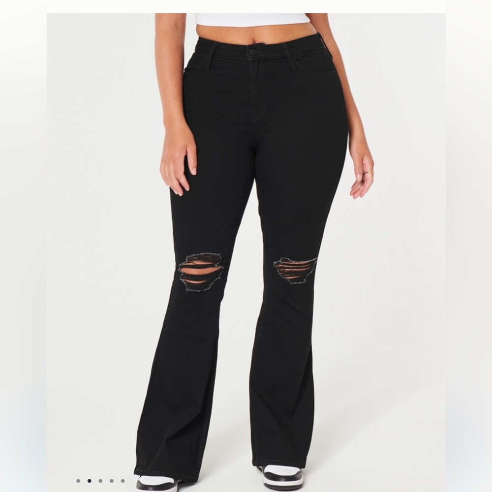 Hollister high rise black flare jeans 16 long